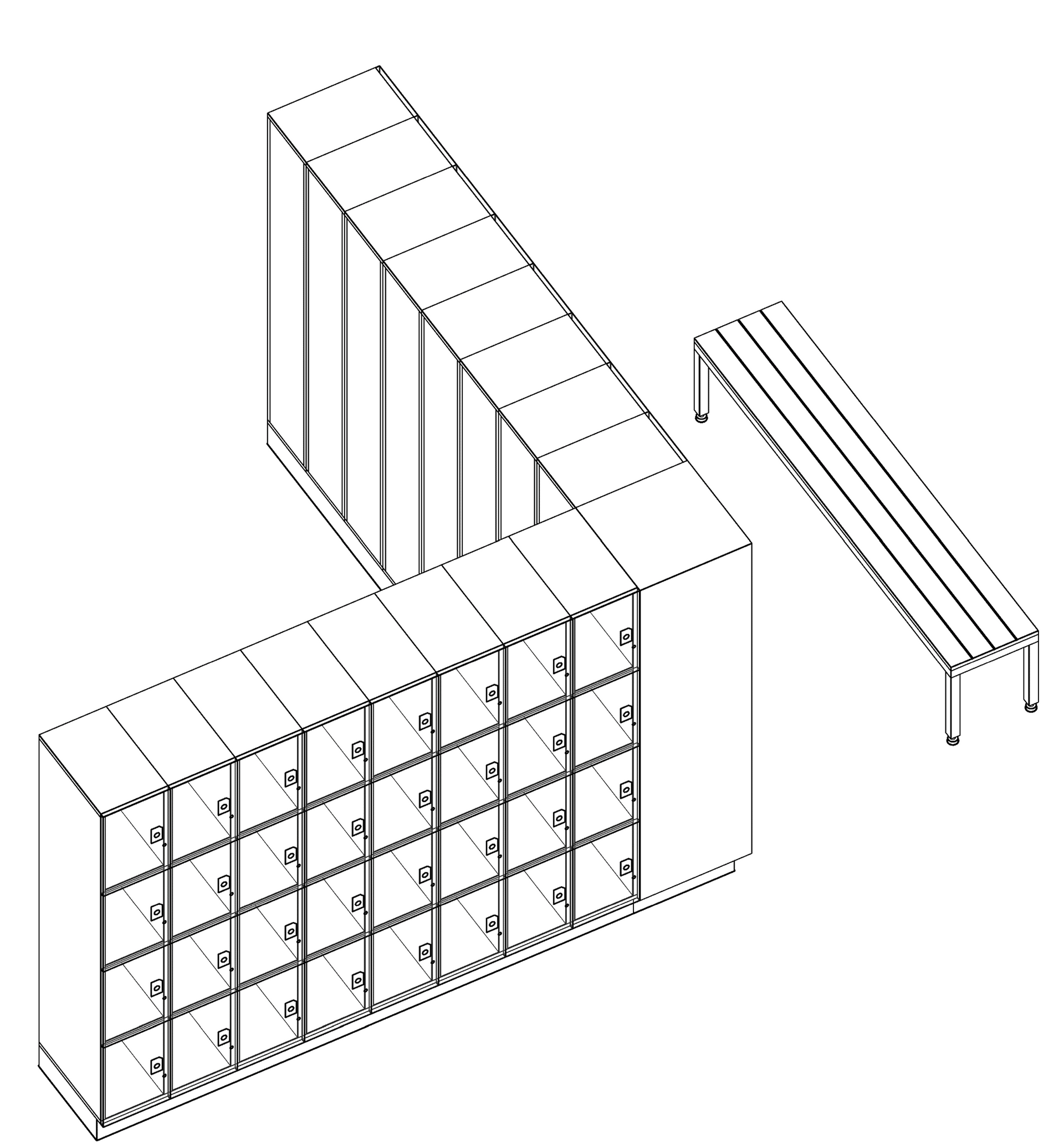 lockers axonometric indicating key components