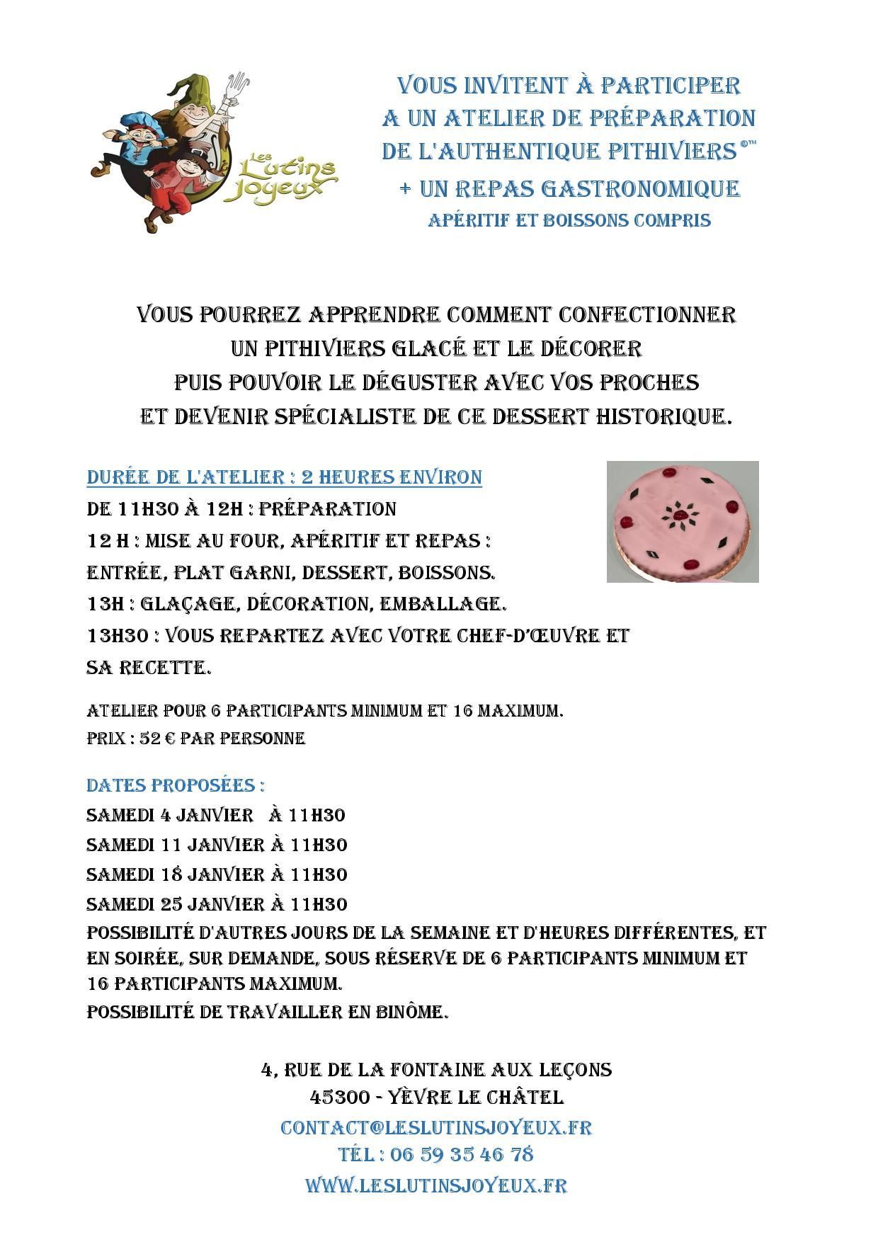 restaurant les lutins joyeux yevre le chatel pithiviers gâteau crêpes galettes cavalier cheval randonnée GR32 GR655Est pithi-colziel atelier gastronomie, l'authentique pithiviers, amandes colza miel