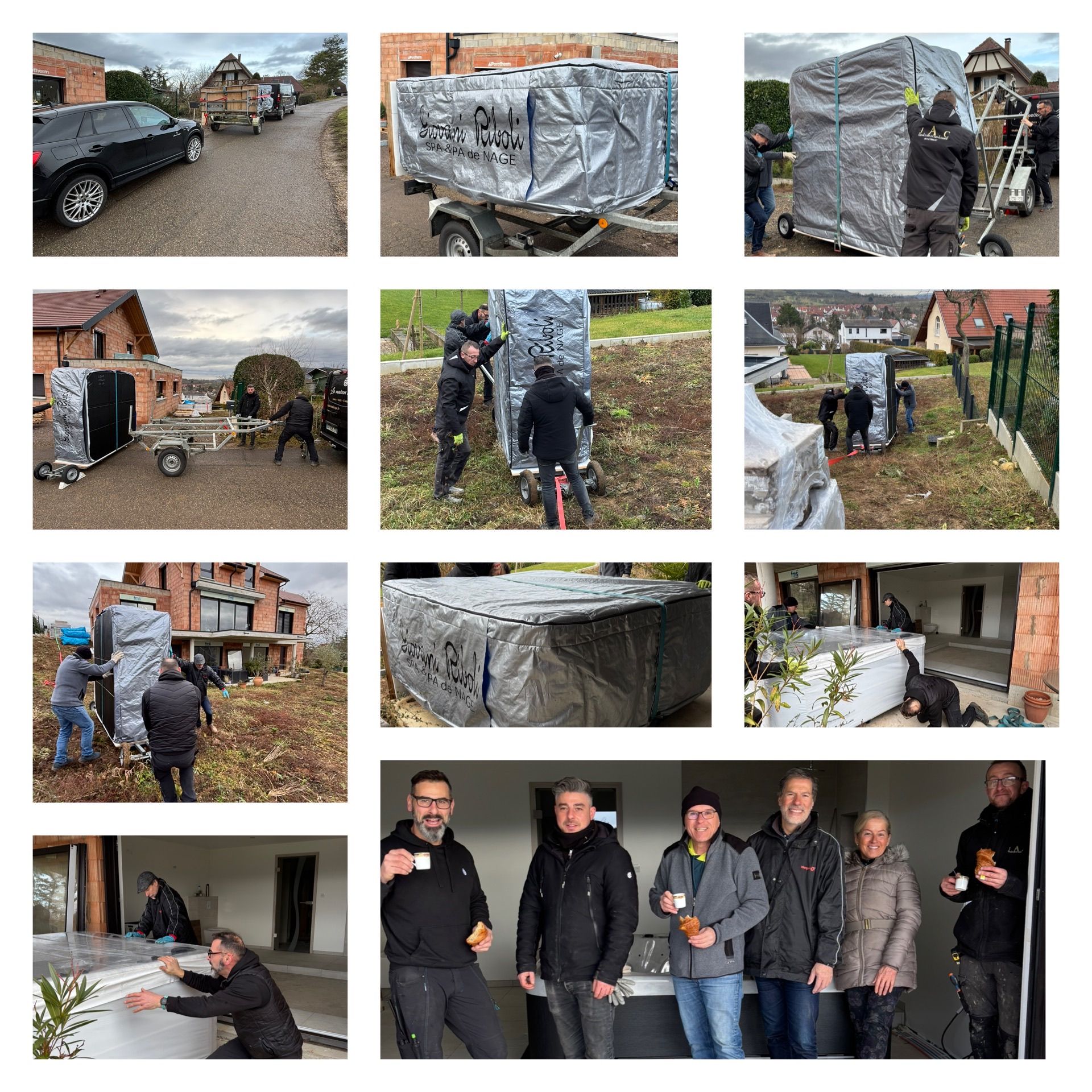 Un collage de photos de personnes travaillant sur un chantier de construction.
