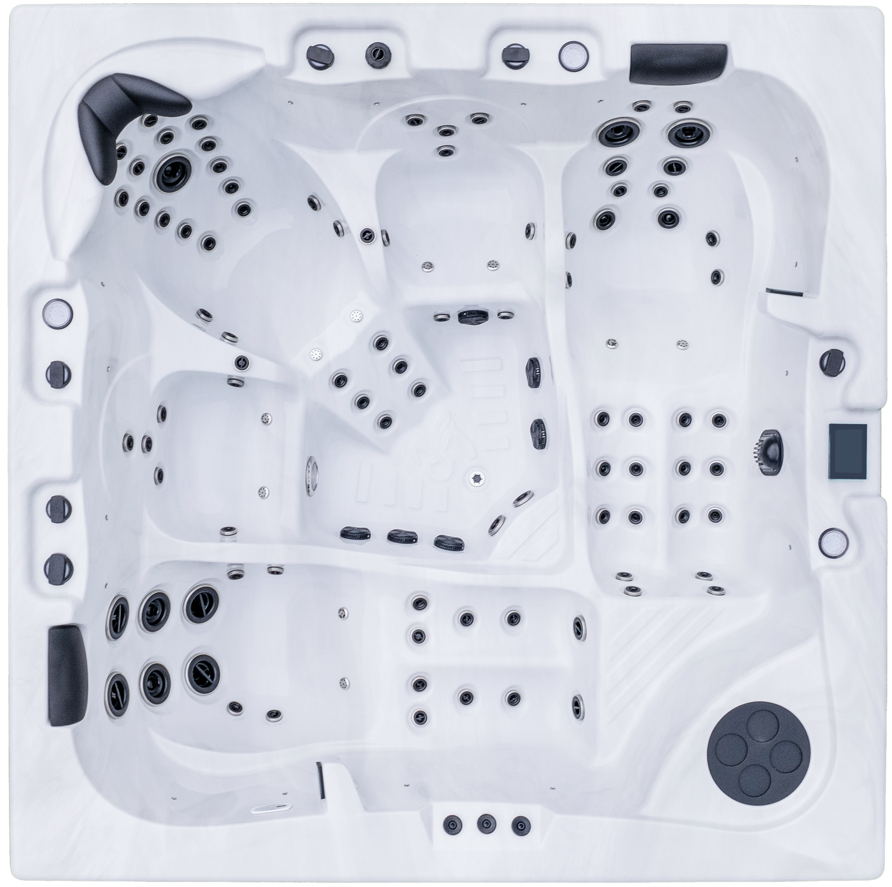 Un jacuzzi blanc avec des points noirs dessus