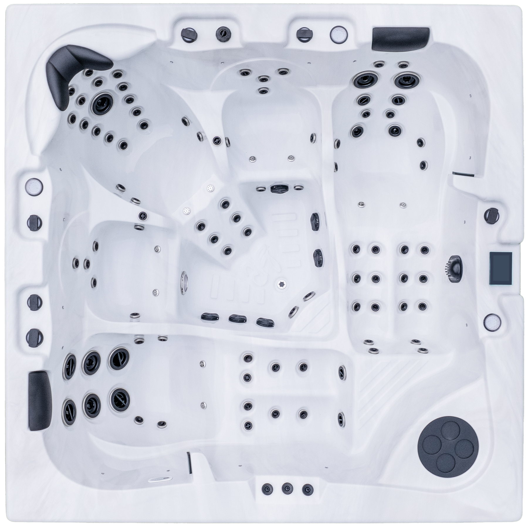 Un jacuzzi blanc avec des taches noires dessus