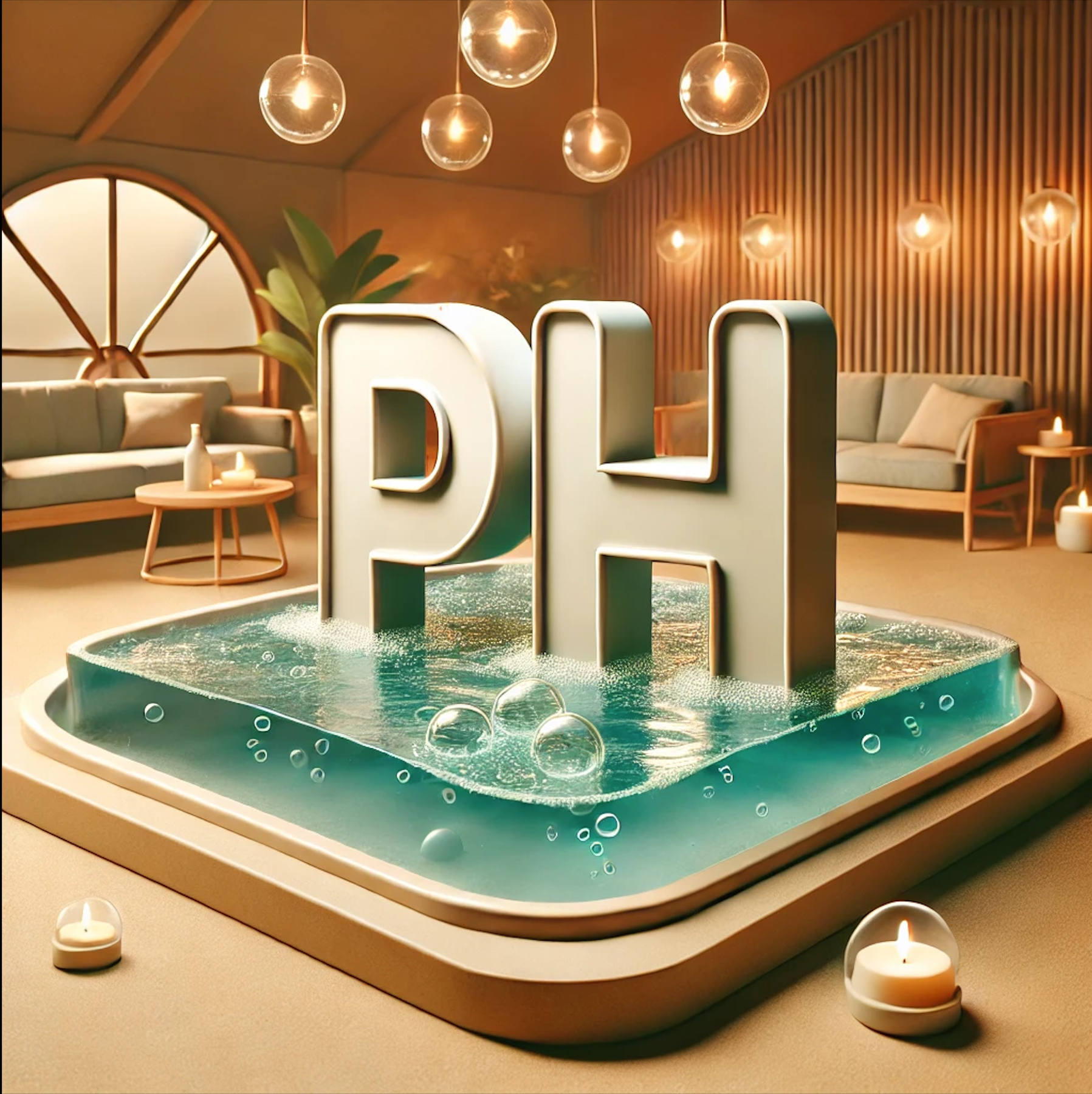 Lettre PH dans un jacuzzi