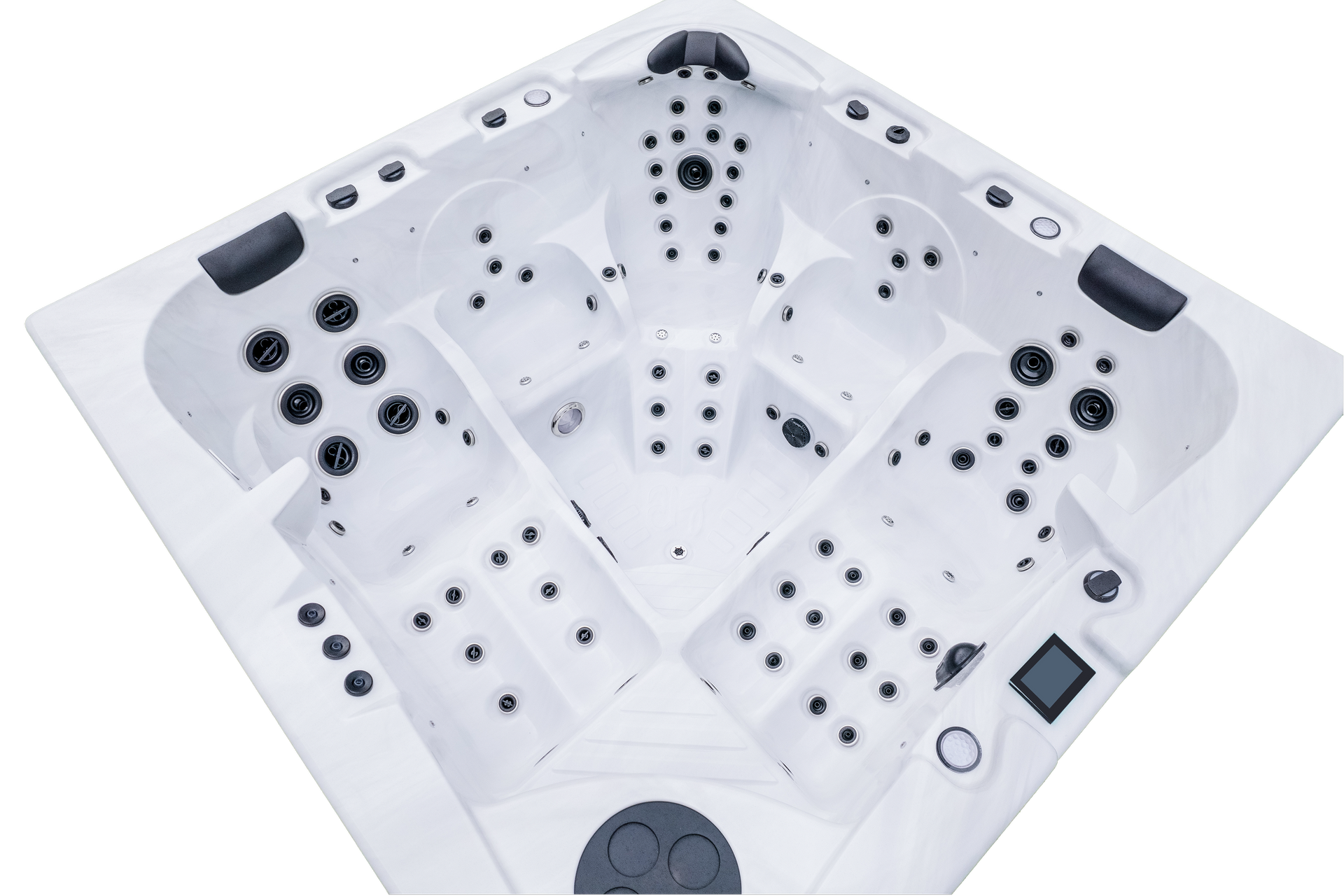 Un jacuzzi blanc avec beaucoup de trous