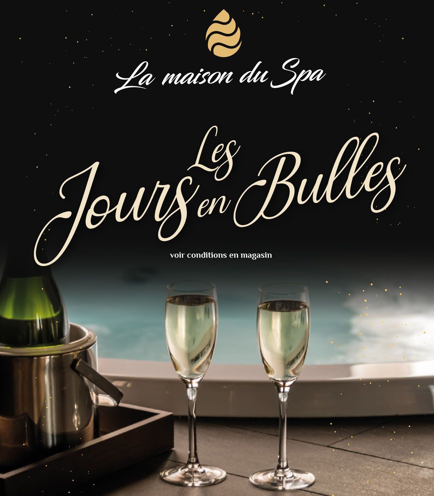 Les jours en bulles avec deux coupes de champagne et un spa