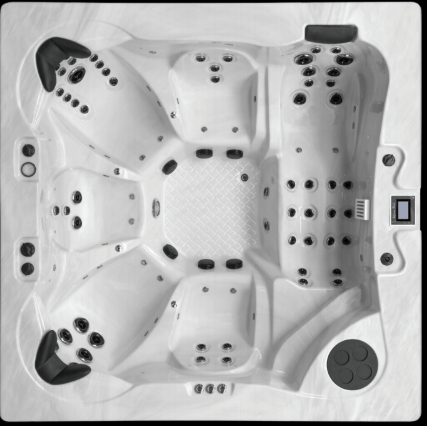 Un grand jacuzzi blanc avec un écran sur le côté