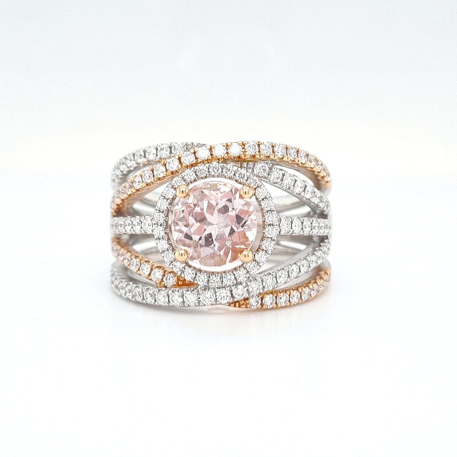 18ct Rose and White Gold Morganite and Diamond Band - Jewellers in Dubbo, NSW
