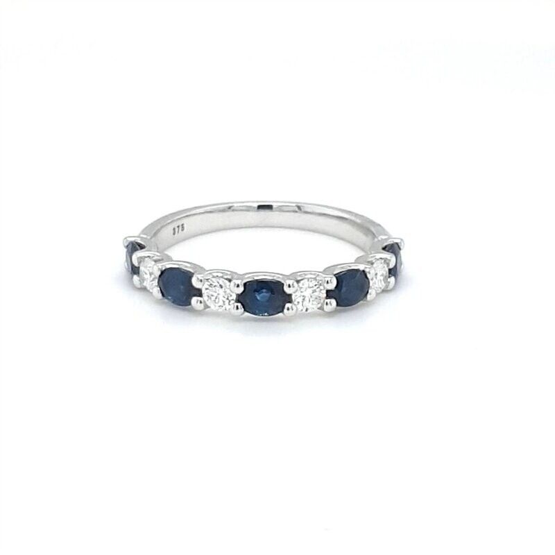 9ct White Gold Sapphire And Diamond Band - Jewellers in Dubbo, NSW