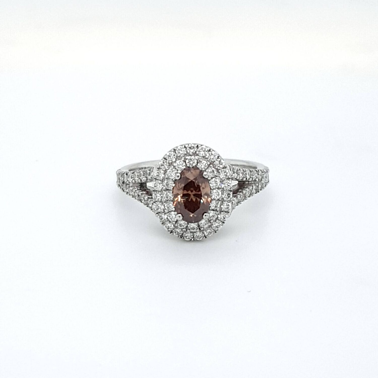 18ct White Gold Champagne Diamond & Diamond Ring - Jewellers in Dubbo, NSW
