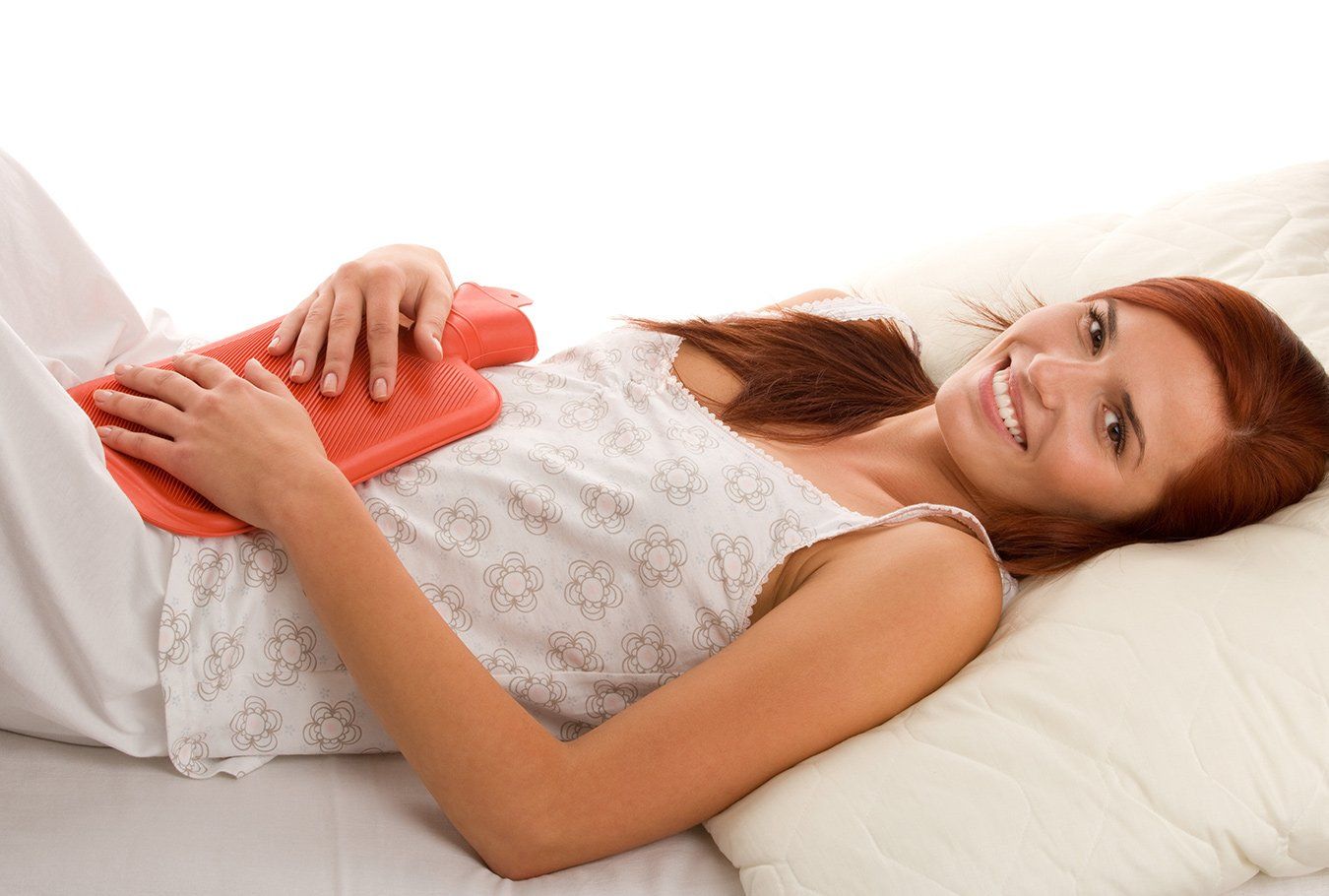 Woman with hot water bottle