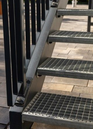 metal stair and railing close up