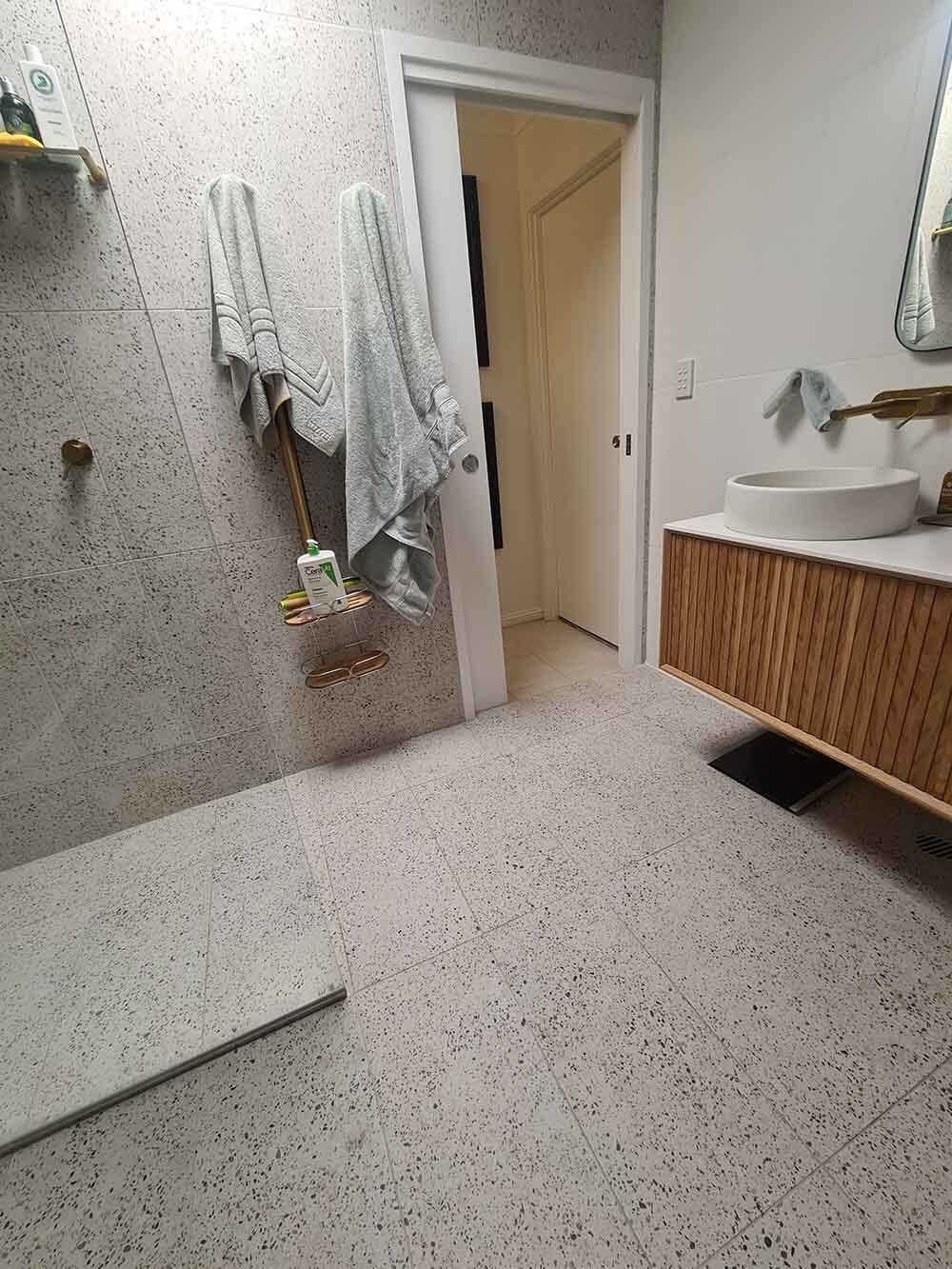 Bathroom with New Tiles — Licensed Builders in Rockhampton, QLD