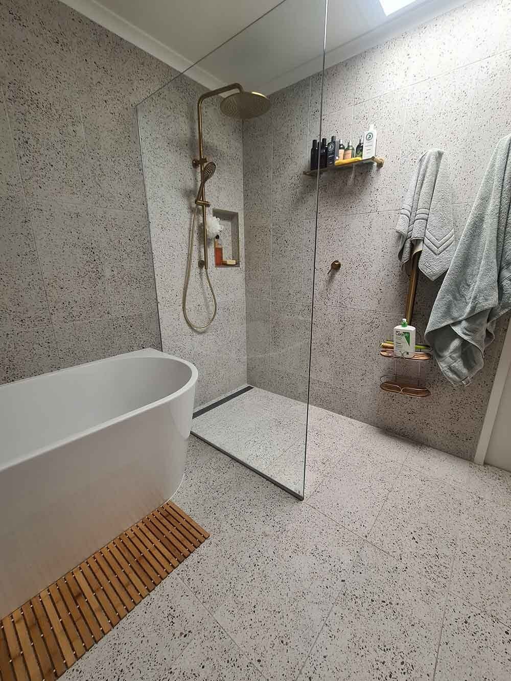 Newly Installed Bathroom Tiles — Licensed Builders in Rockhampton, QLD