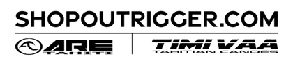 Website address shopoutrigger.com with logos for Are Tahiti and Timi Vaa Tahitian Candies.