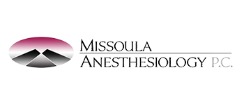Logo of Missoula Anesthesiology P.C., with a mountain graphic inside an oval and company text.