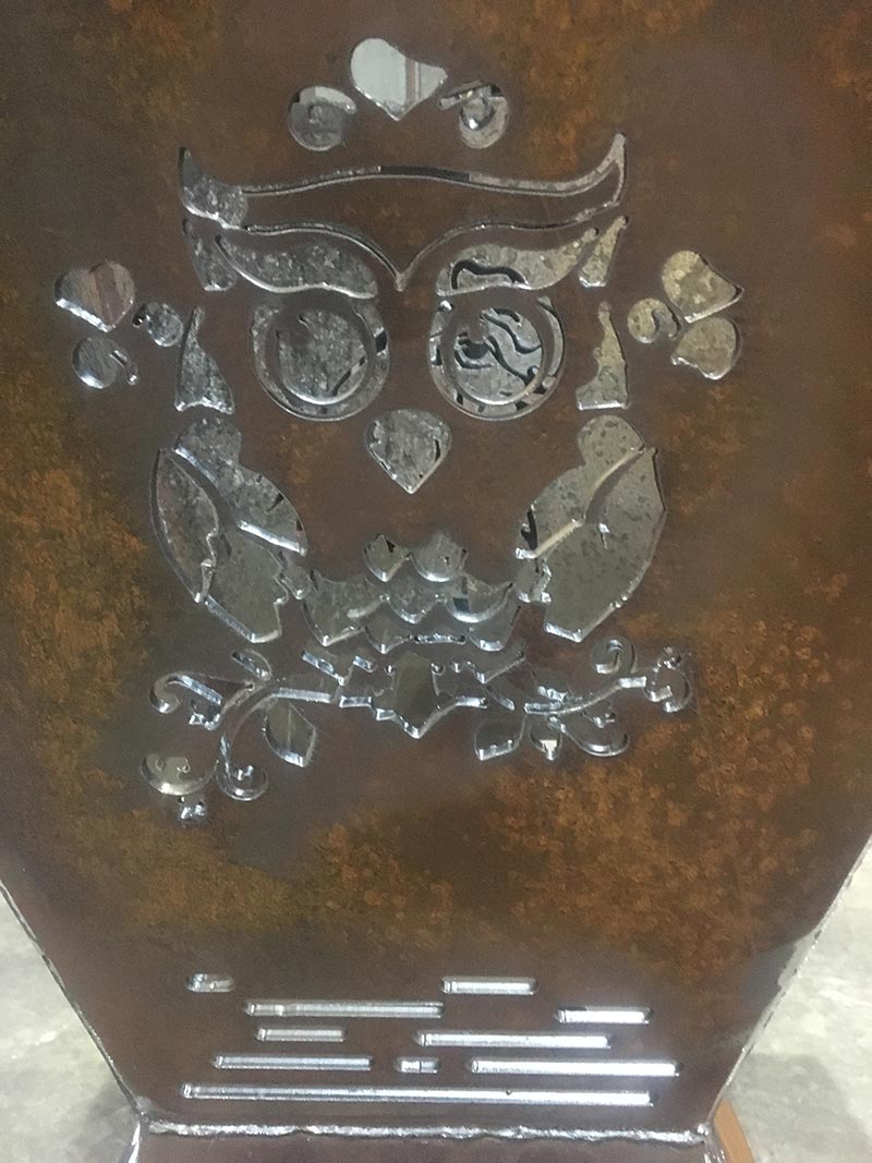 view of design cut out in metal