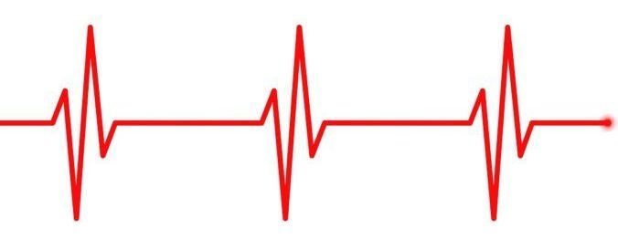 A red heartbeat line on a white background.