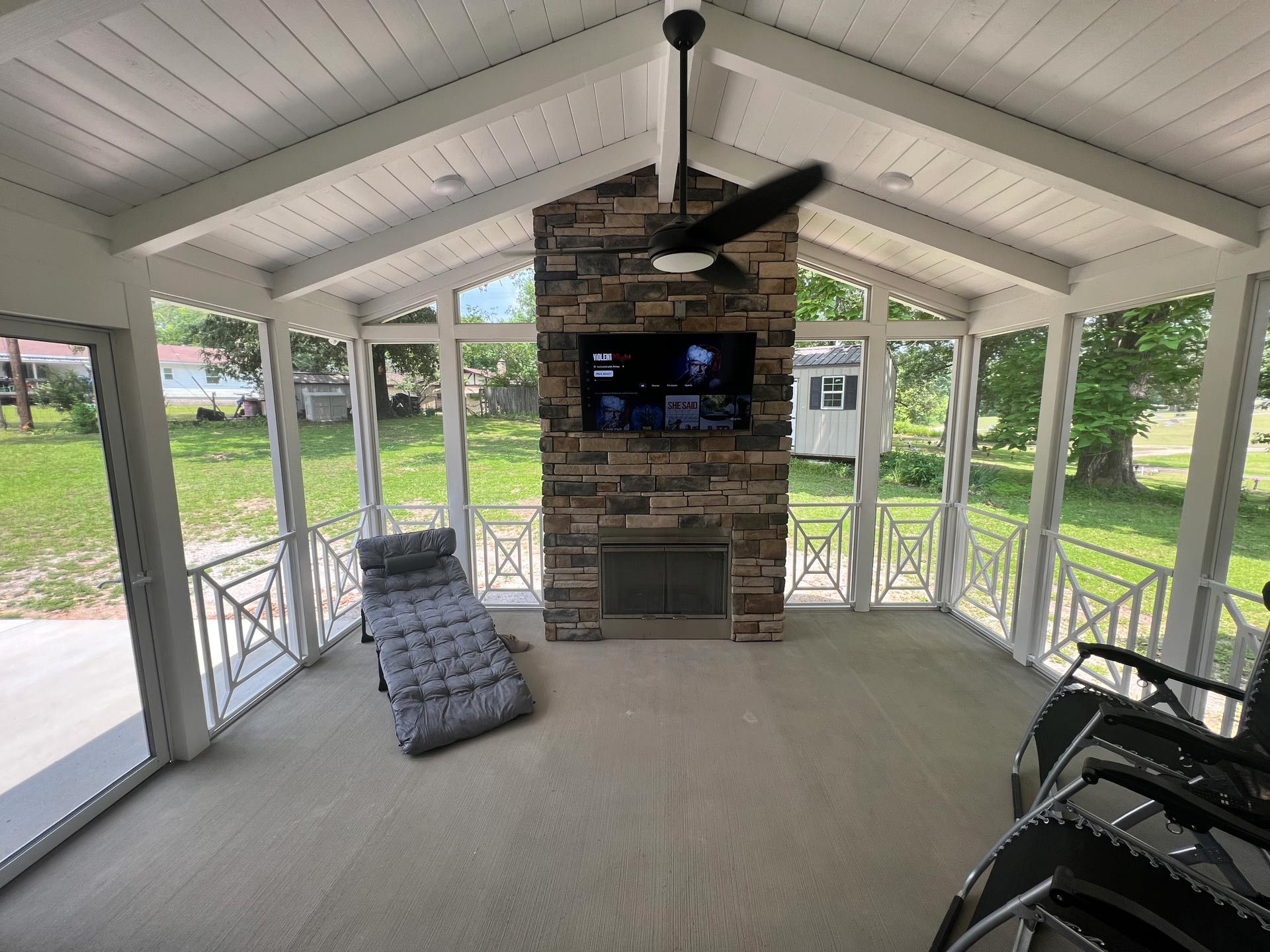 Malvern Home Addition for Screen Porch with fireplace