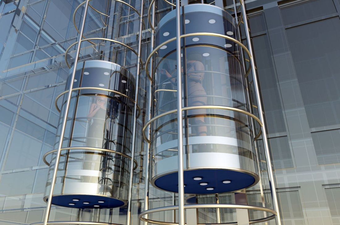 ascensori cilindrici completamente trasparenti