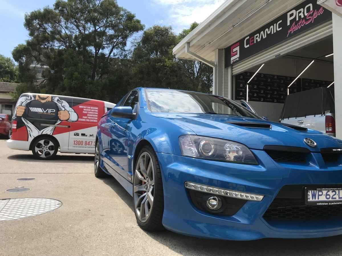 Parked Shiny Blue Car Front View — VIP Car Care Newcastle in Hunter Valley, NSW
