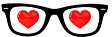 glasses with hearts icon