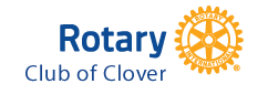 The logo for the rotary club of clover is blue and orange