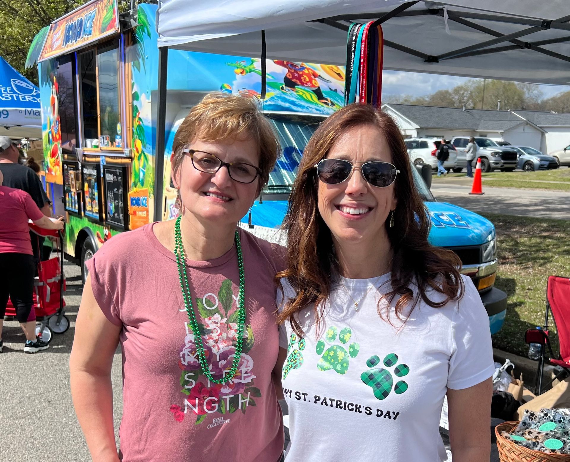 Gretchen Bolin and Olympia Caswell at St. Patrick's parade