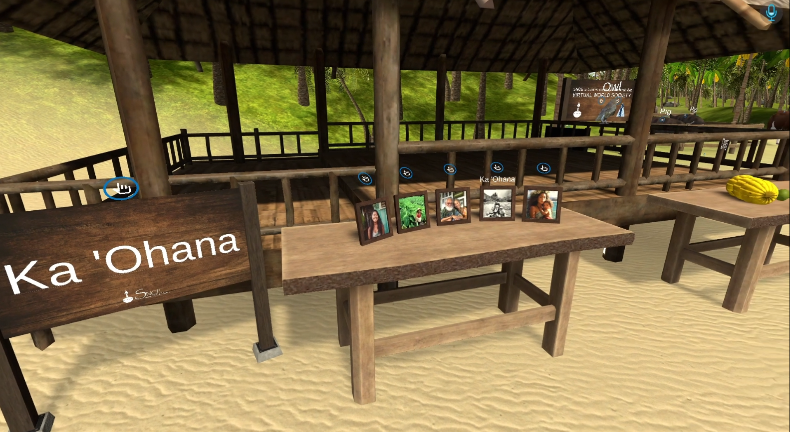 A wooden gazebo with a sign that says ka ohana