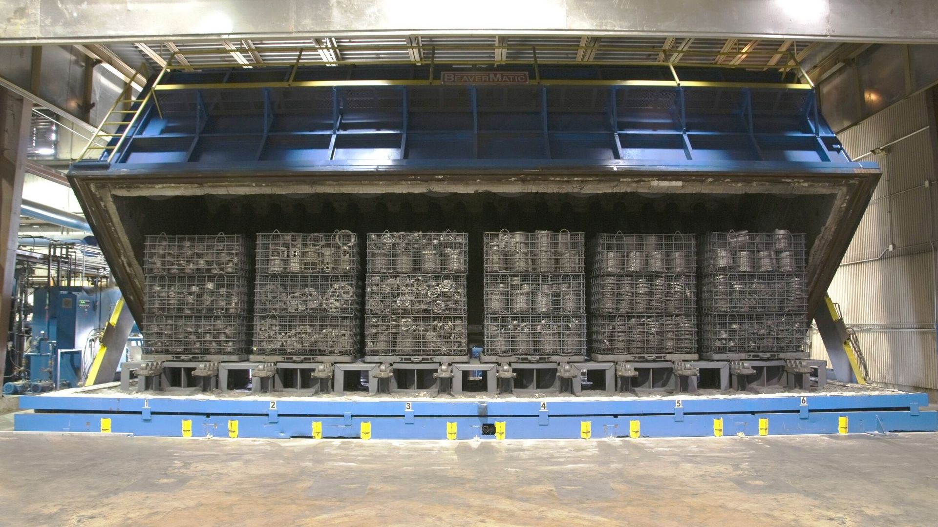 Large metal cages filled with metal