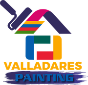 Valladares Painting logo with stylized house, multicolor stripes, and blue brushstroke text.