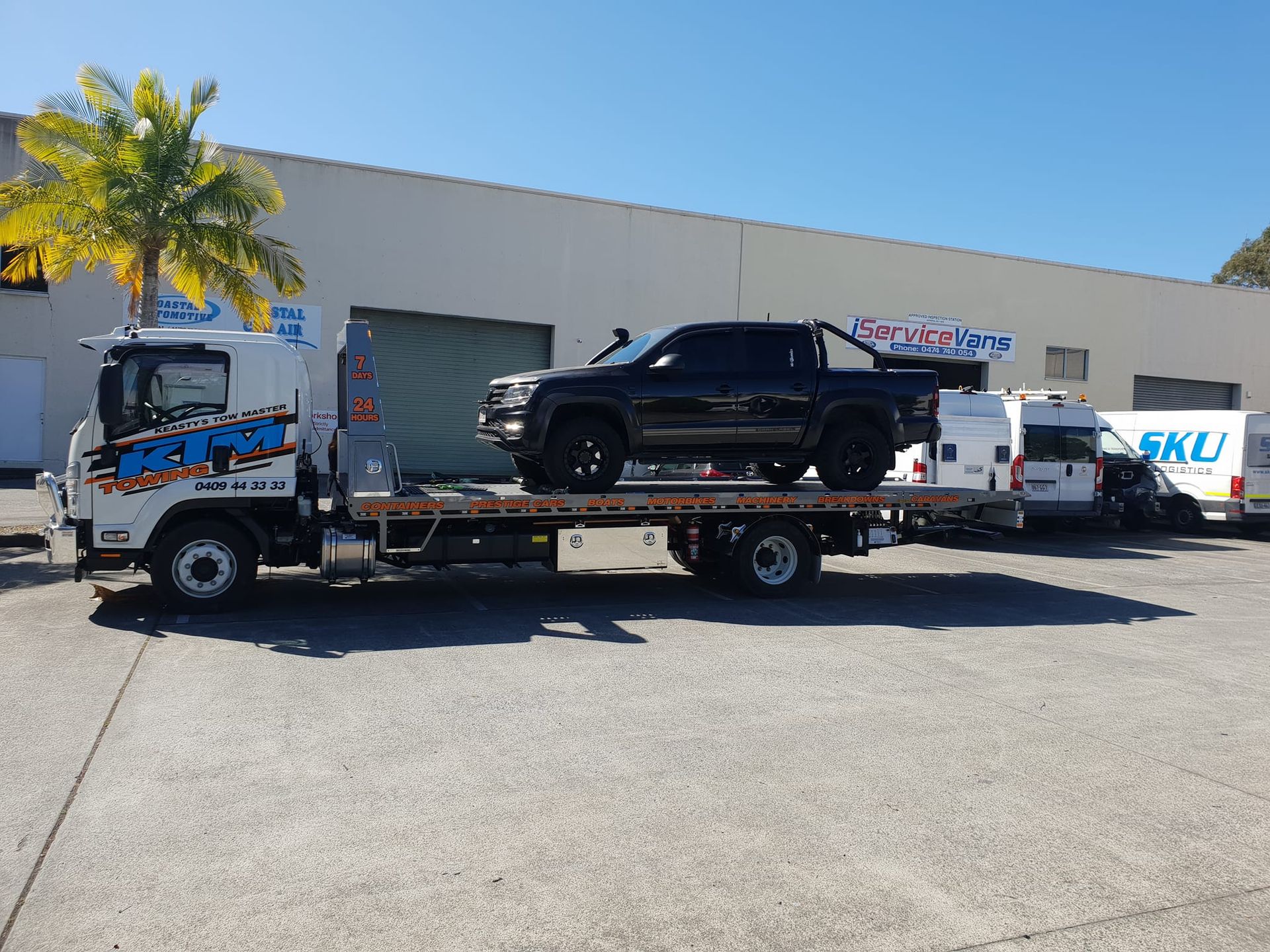 Blue Tow Truck Using A Tray — KTM Towing In Crescent Head, NSW