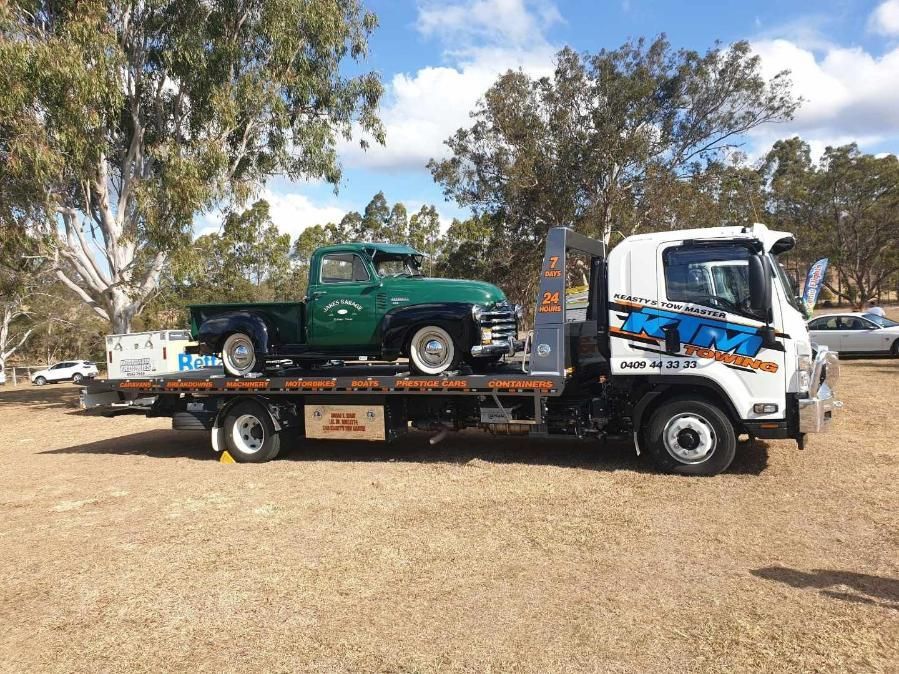 Vintage Green Car Being Towed — KTM Towing In Kempsey, NSW