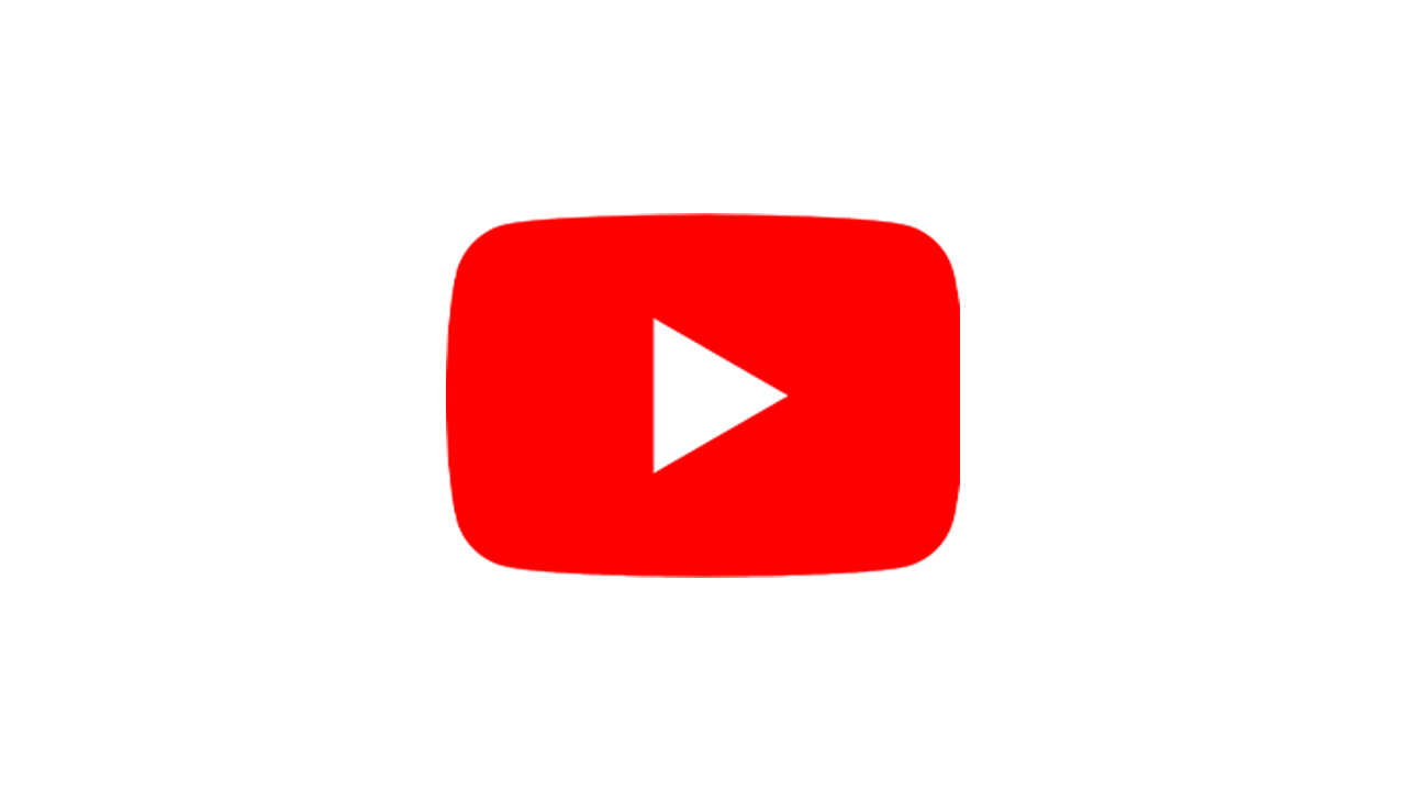 A red youtube logo with a white play button on a white background.