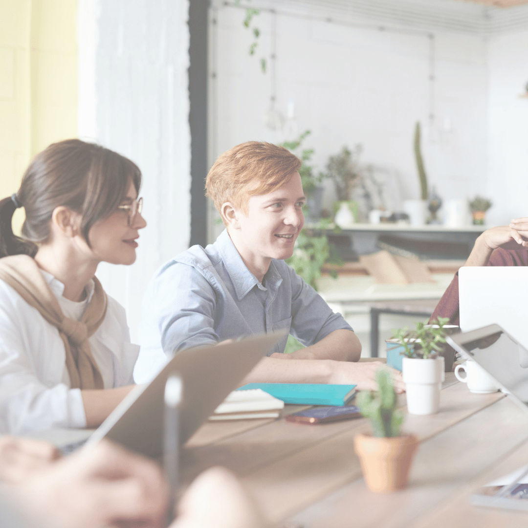 Two people in a meeting