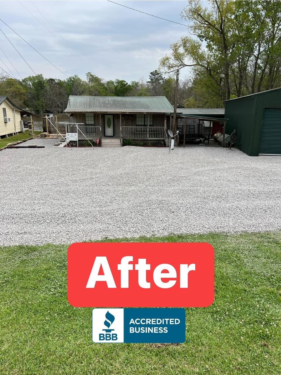 A sign that says after is in front of a house.