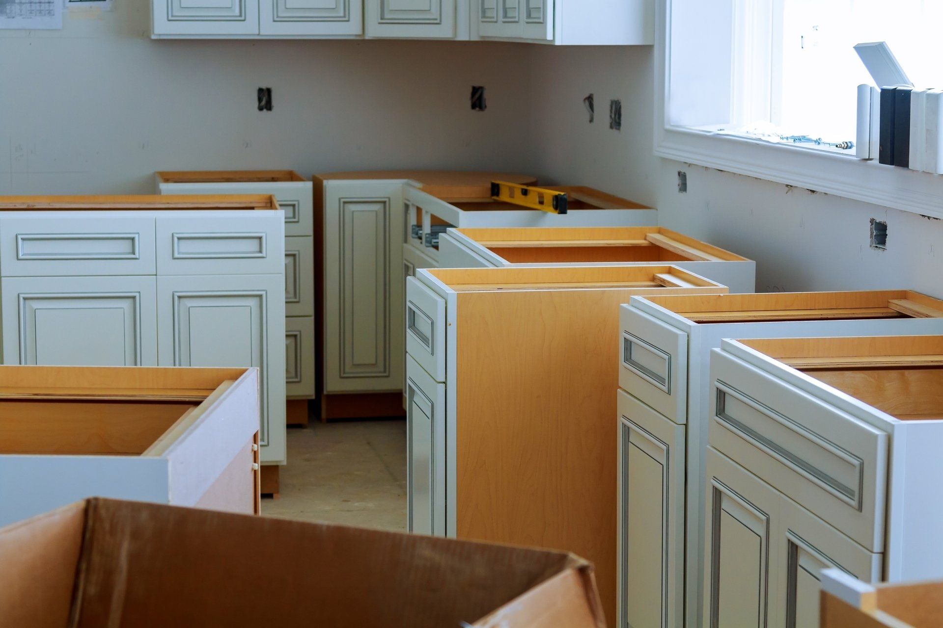 Installation of custom kitchen cabinets