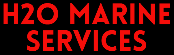 H20 marine services is written in red on a black background