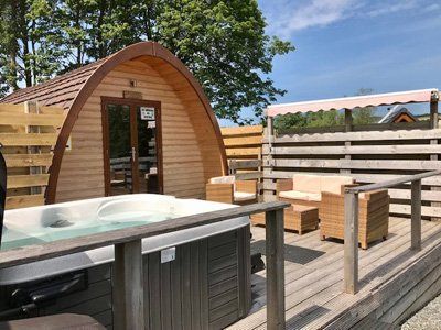 Front view of the Galloway Lodge Mega Pod at Queensland Holiday Park