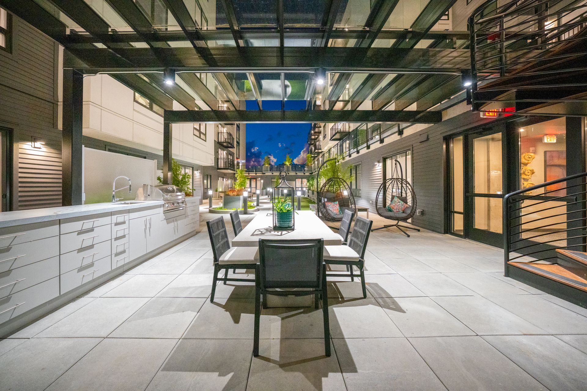 outdoor seating area with dining table