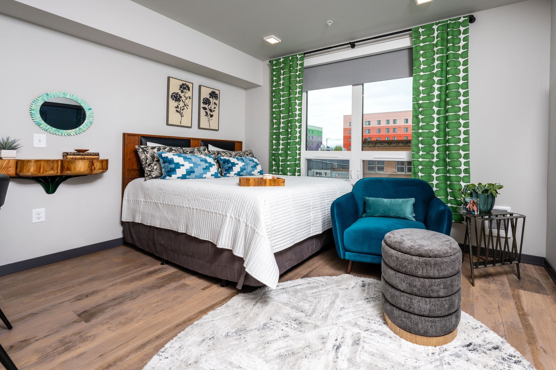 bedroom with seating area