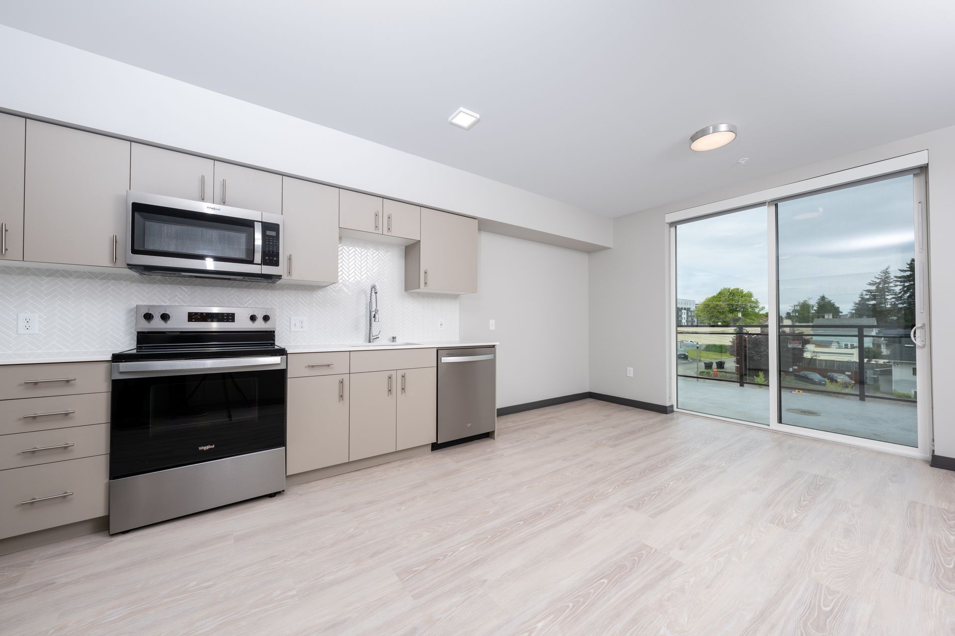 kitchen with view of living room