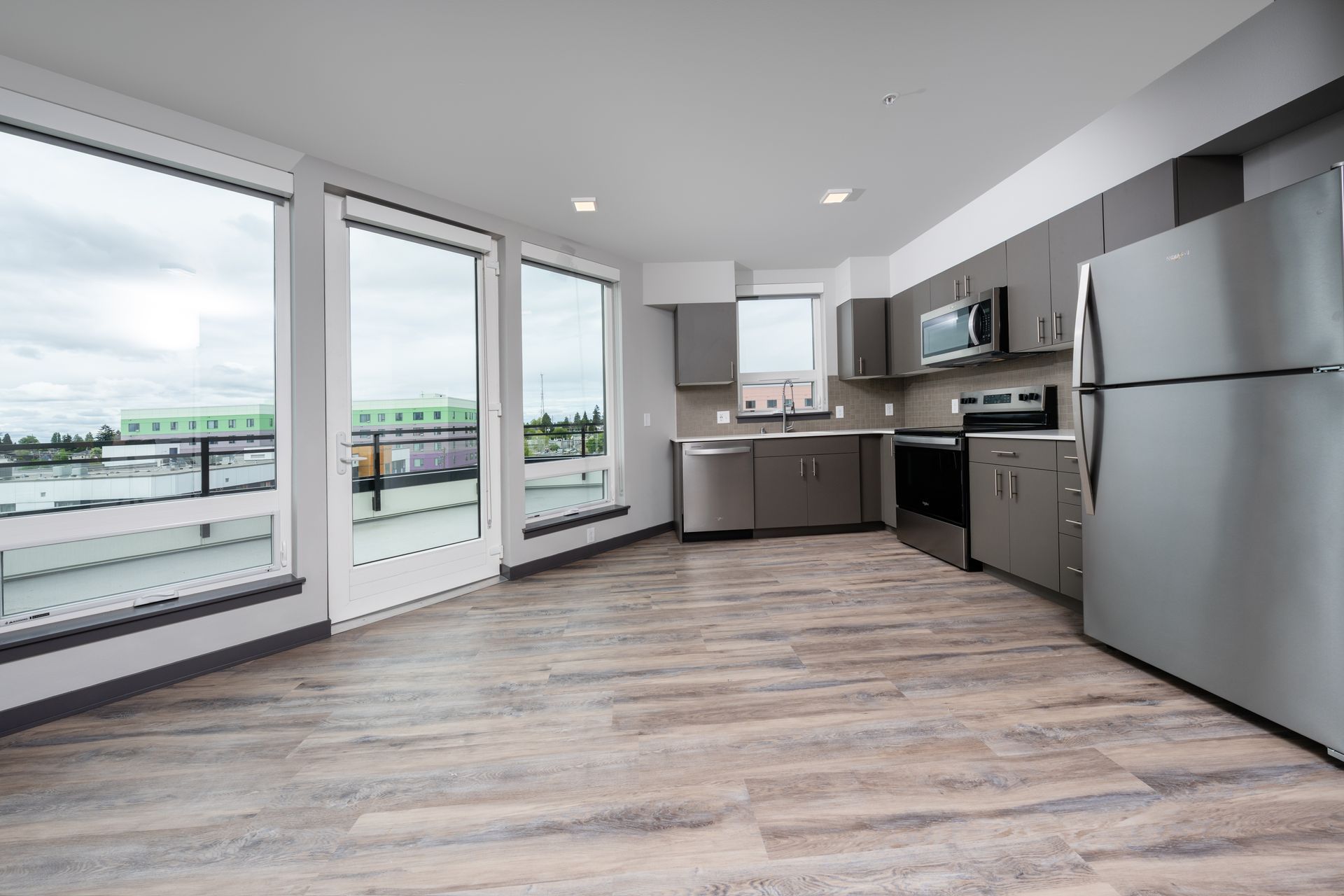 kitchen and balcony area in apartment