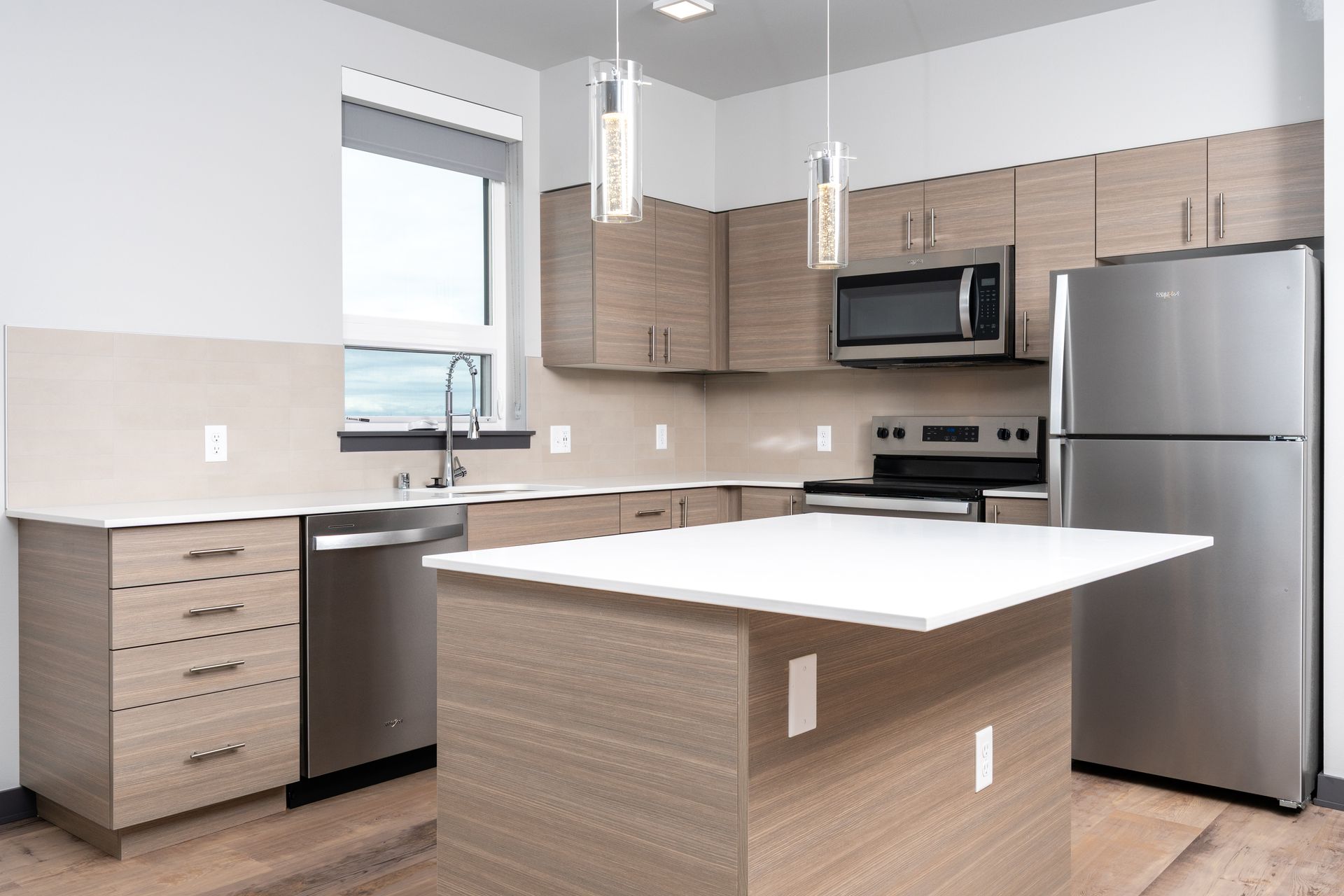 kitchen with brown cabinets