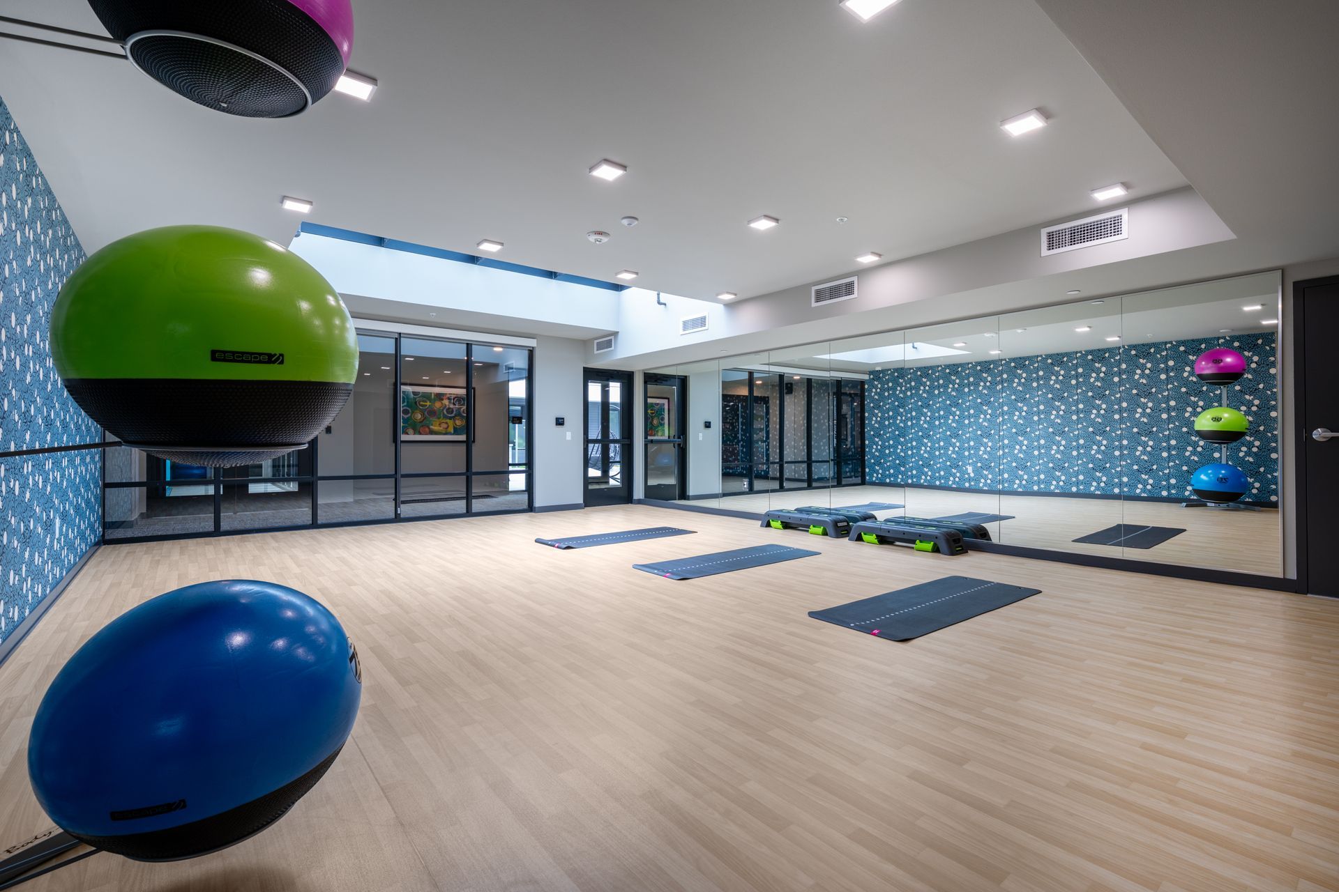 fitness center with yoga mats