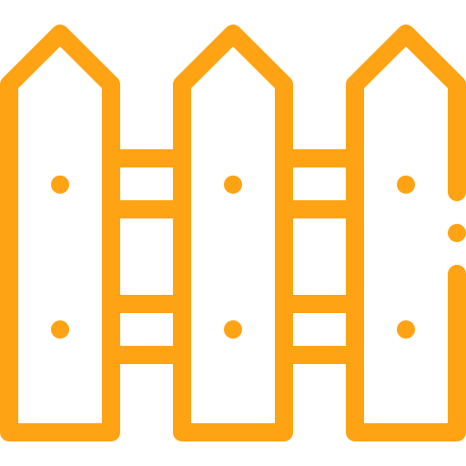 Orange and white picket fence icon.