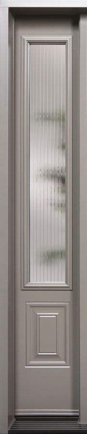 A close up of a white door with a glass window.