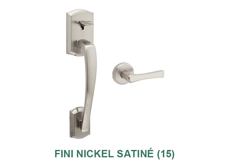 Une photo d'une poignée de porte en nickel satiné