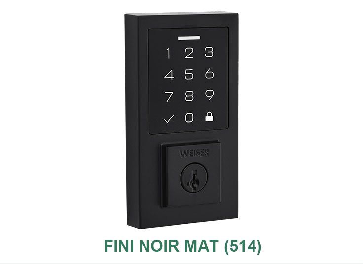 Une serrure de porte noire avec un clavier dessus.