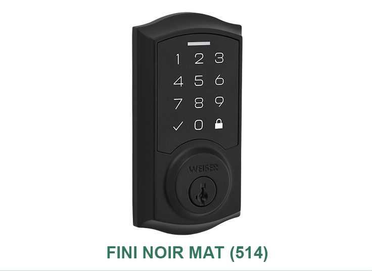 Un cadenas à clavier noir avec les mots fini noir mat ( 514 ) en bas