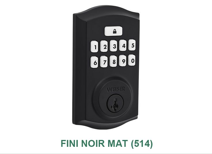 Une serrure de porte noire avec une télécommande dessus.