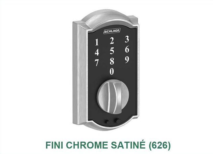 Une photo d'une serrure de porte numérique en chrome satiné